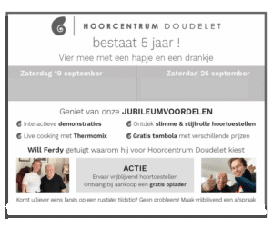 Hoorcentrum Doudelet verjaart en viert dat samen met u!